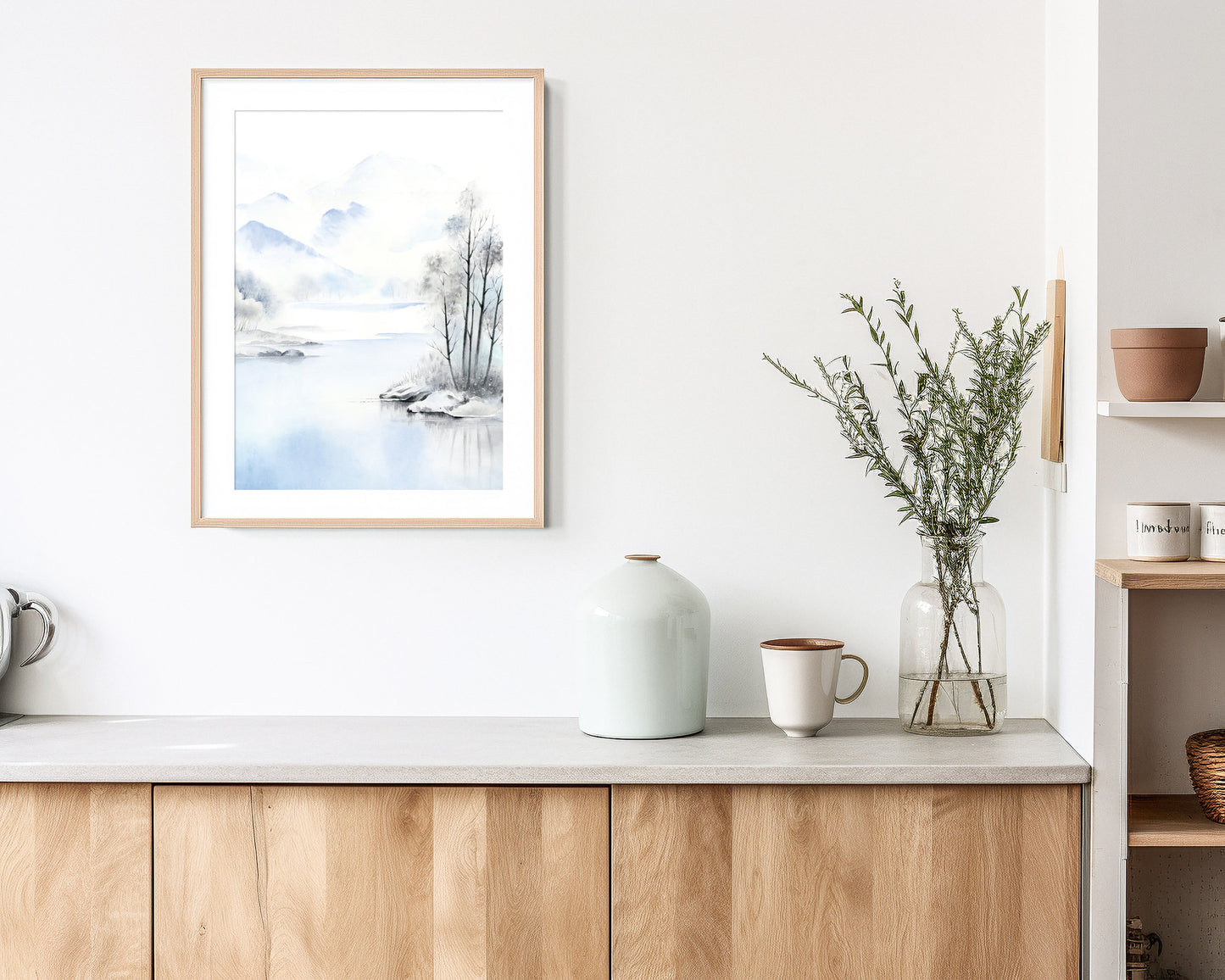 Frost’s Lullaby | Winter Mountain Lake Watercolor Art Print