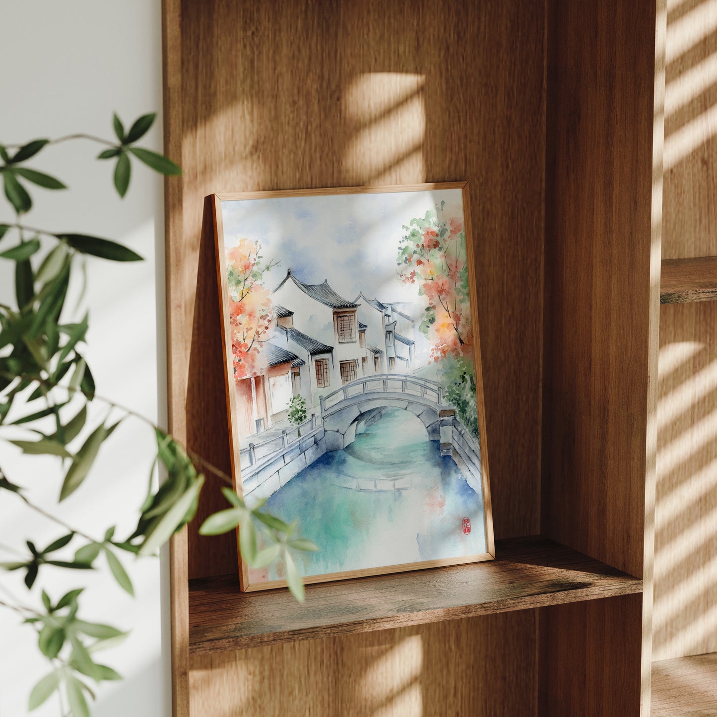 Ancient Water Town | Oriental Landscape Watercolor Art Print
