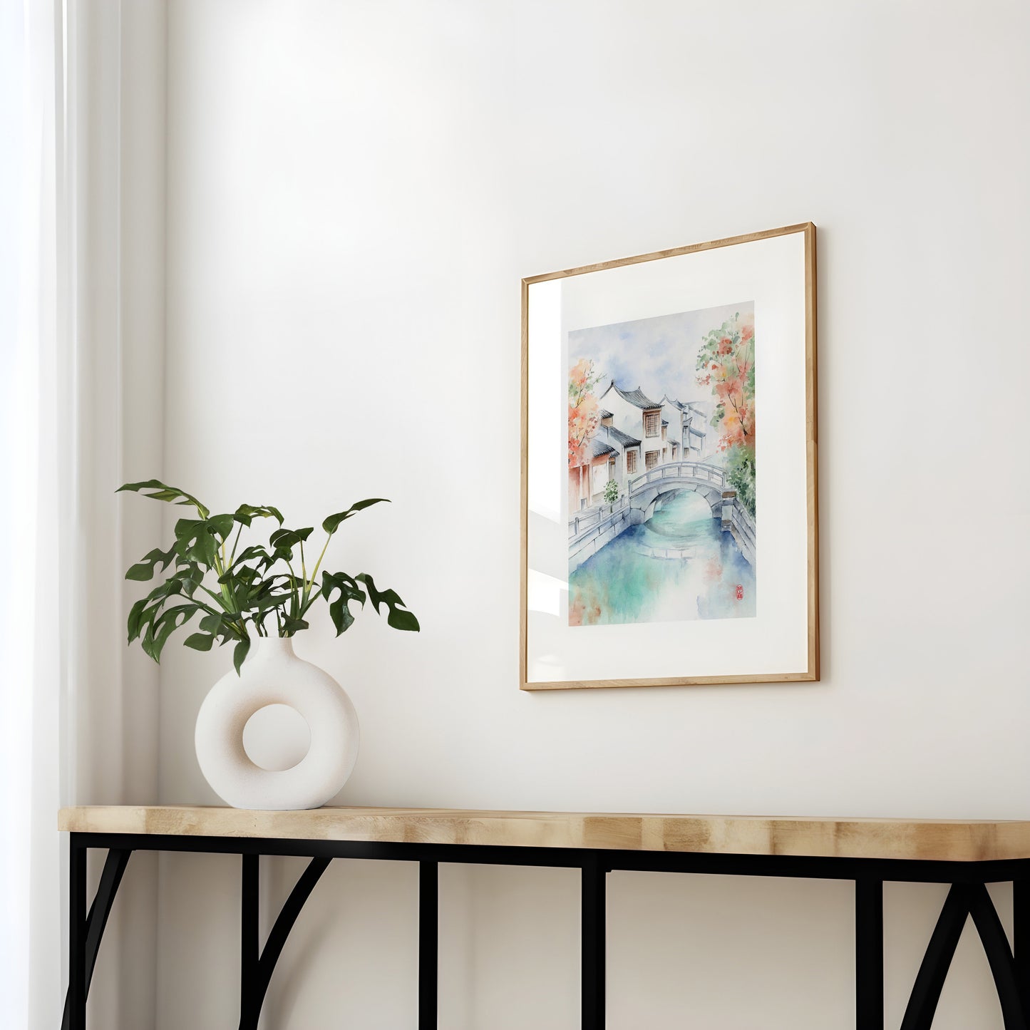 Ancient Water Town | Oriental Landscape Watercolor Art Print