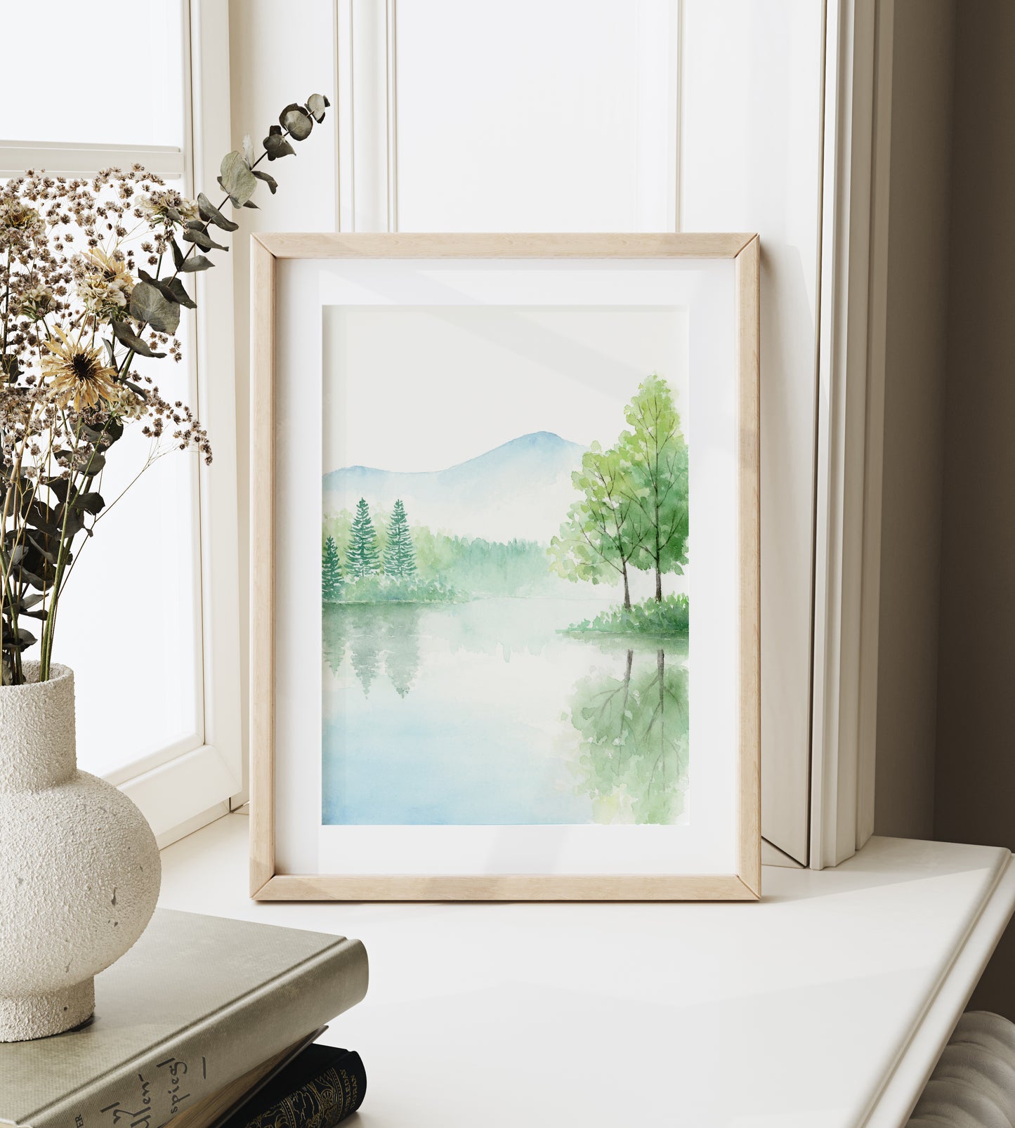 Set of 4 Four Seasons Art Print | Simple Landscape Watercolor Painting