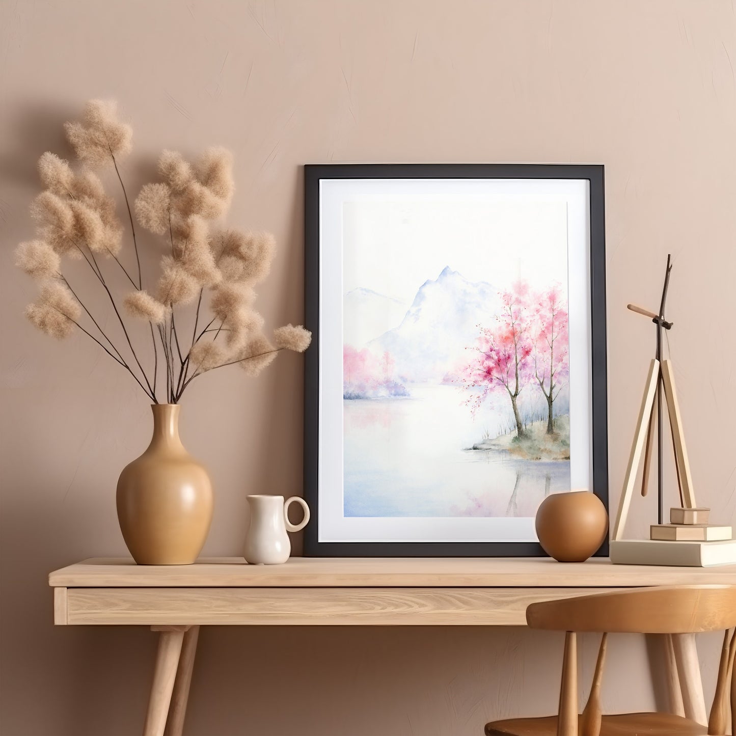 Spring Blossom | Spring Mountain Lake Watercolor Art Print