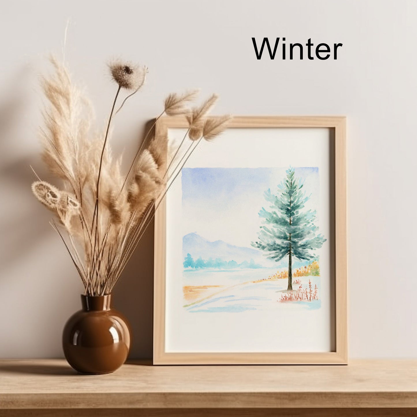 Set of 4 Tree Art Prints | Four Seasons Landscape Watercolor Art Print