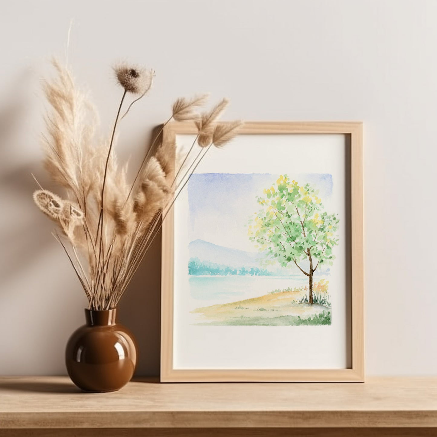 Summer Tree | Simple Landscape Watercolor Art Print