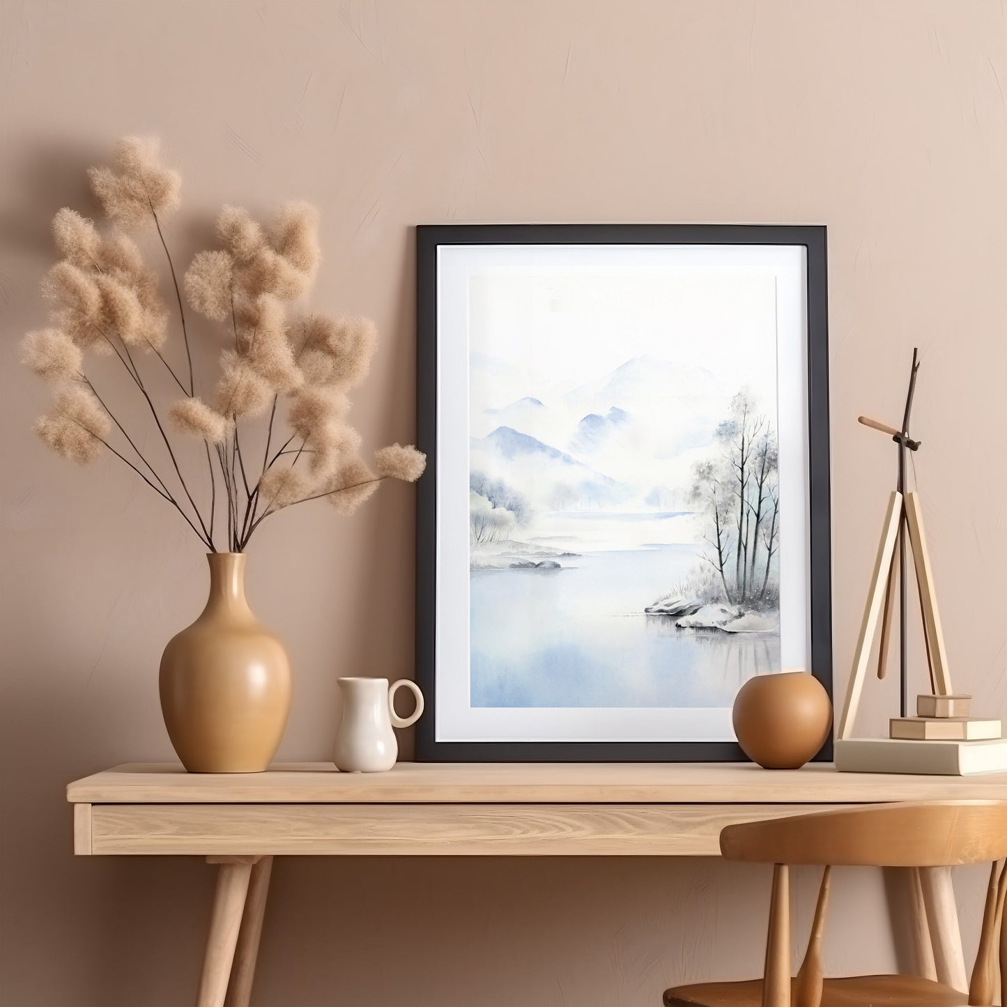 Frost’s Lullaby | Winter Mountain Lake Watercolor Art Print