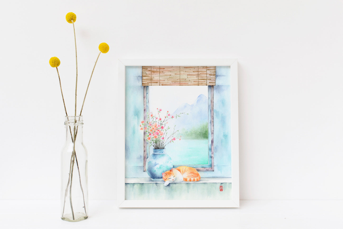Ethereal Curiosity | Cat Watercolor Art Print