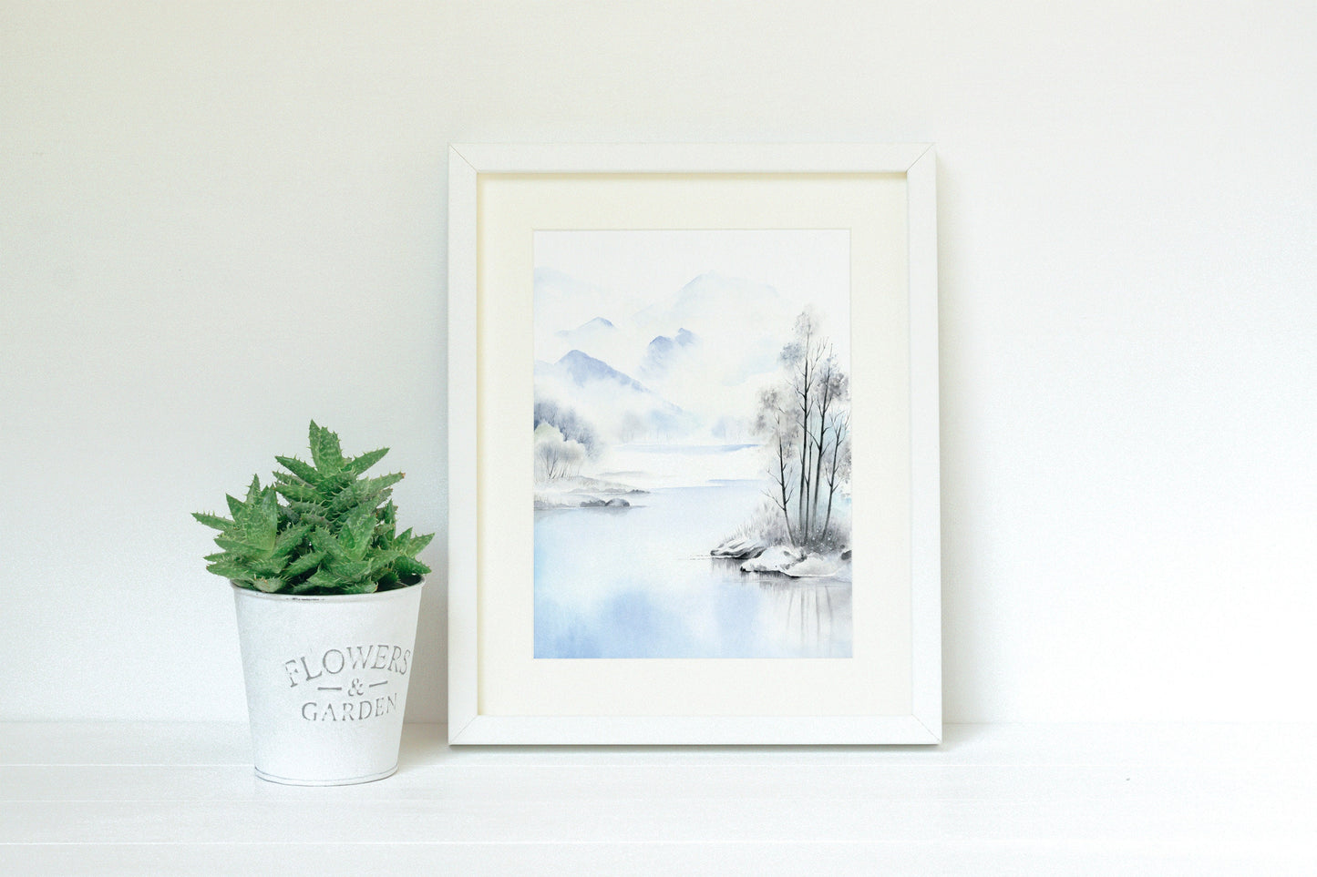 Set of 4 Lake Scene Prints | Four Seasons Landscape Watercolor Art Print