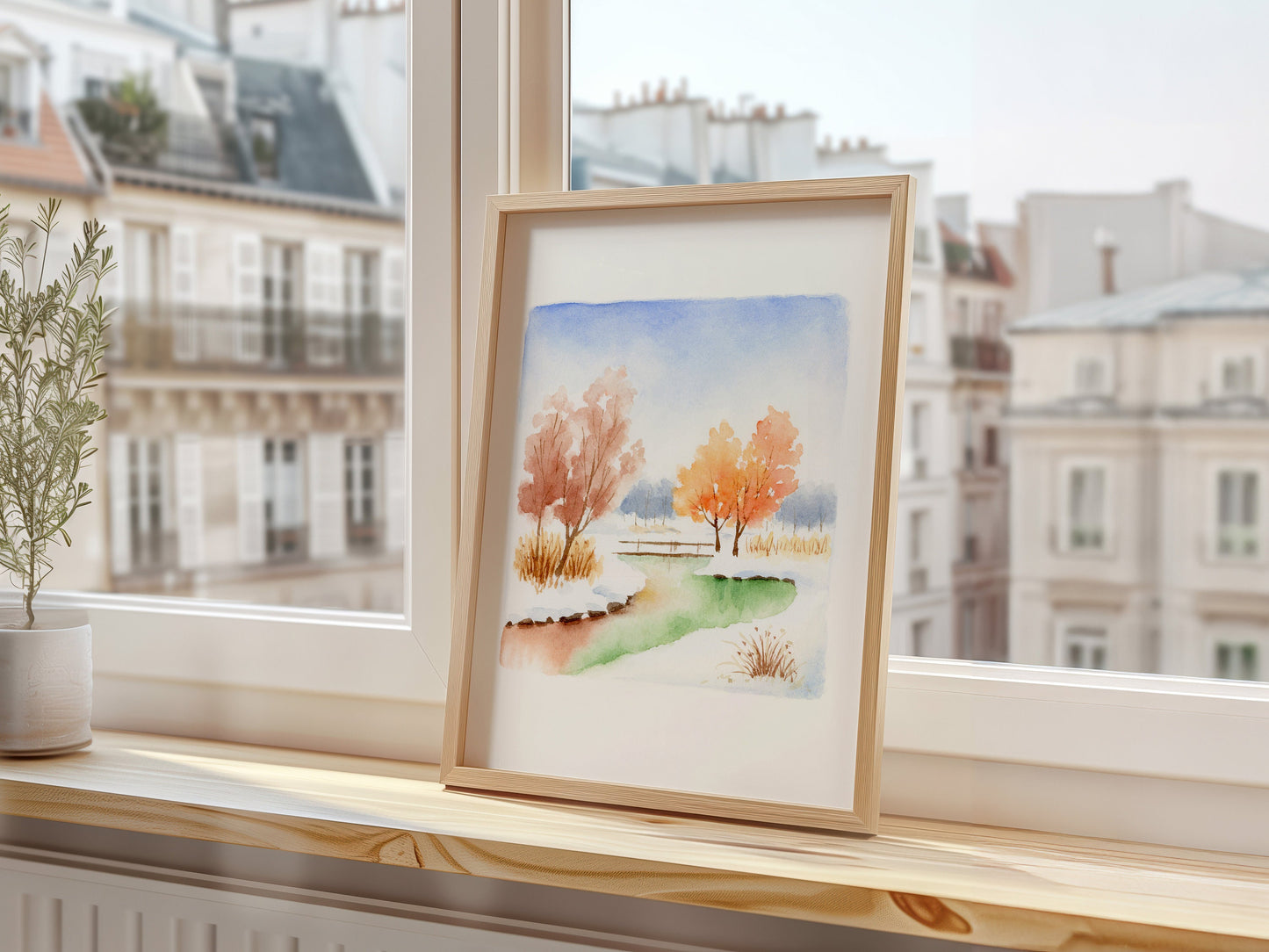 Autumn Landscape | Simple Landscape Watercolor Art Print