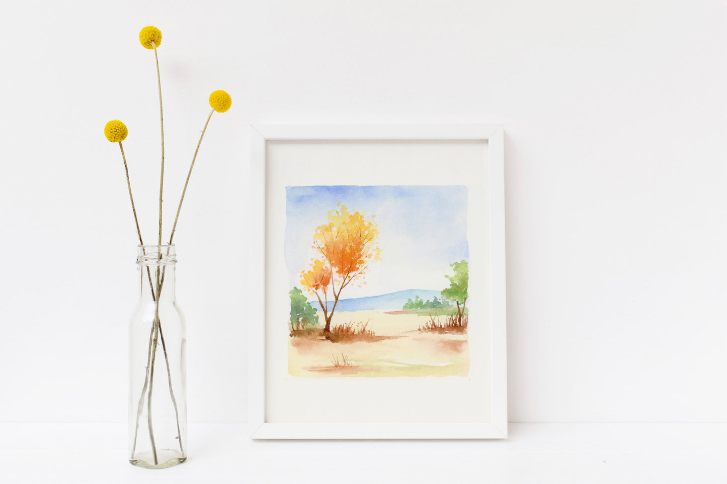 Vibrant Autumn Scene | Landscape Watercolor Art Print