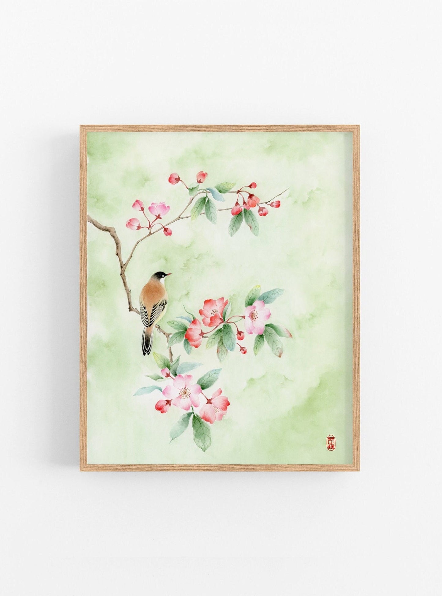 Viridescent Paradise | Floral & Bird Watercolor Art Print