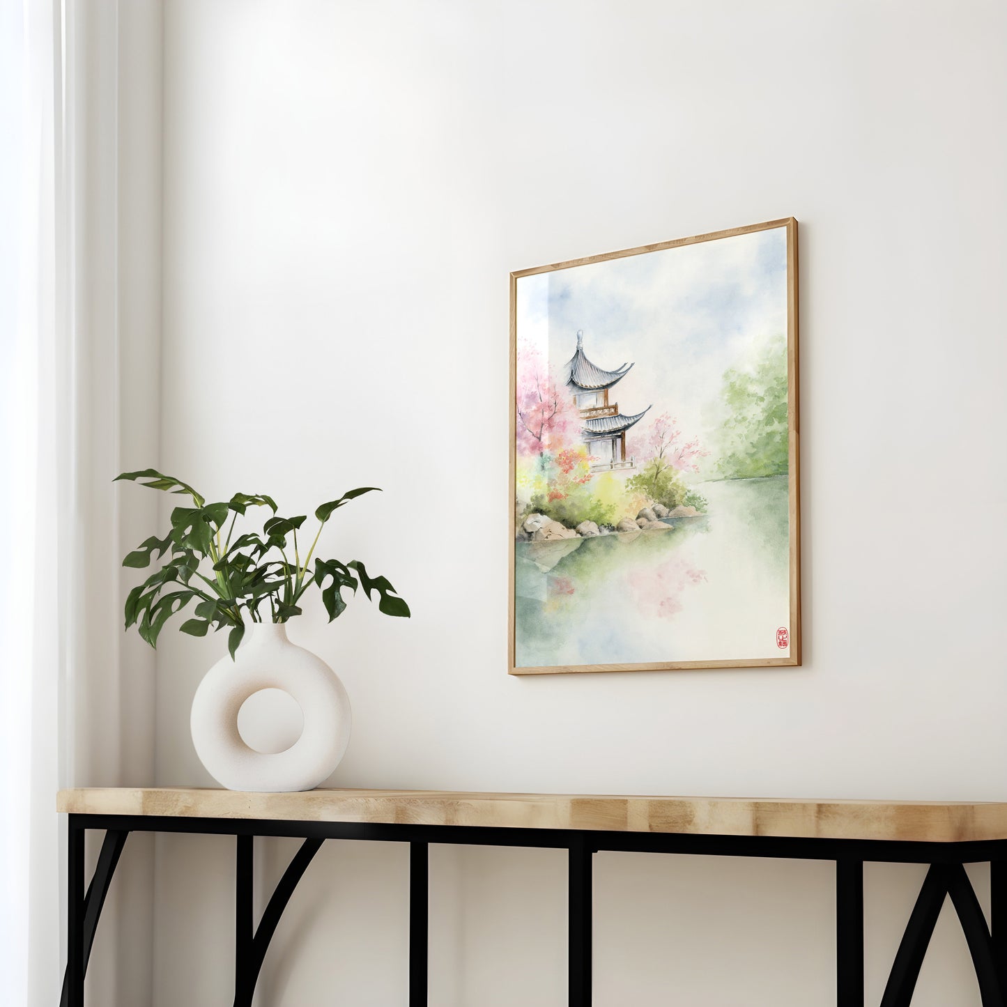 Petal Pavilion | Oriental Garden Watercolor Art Print