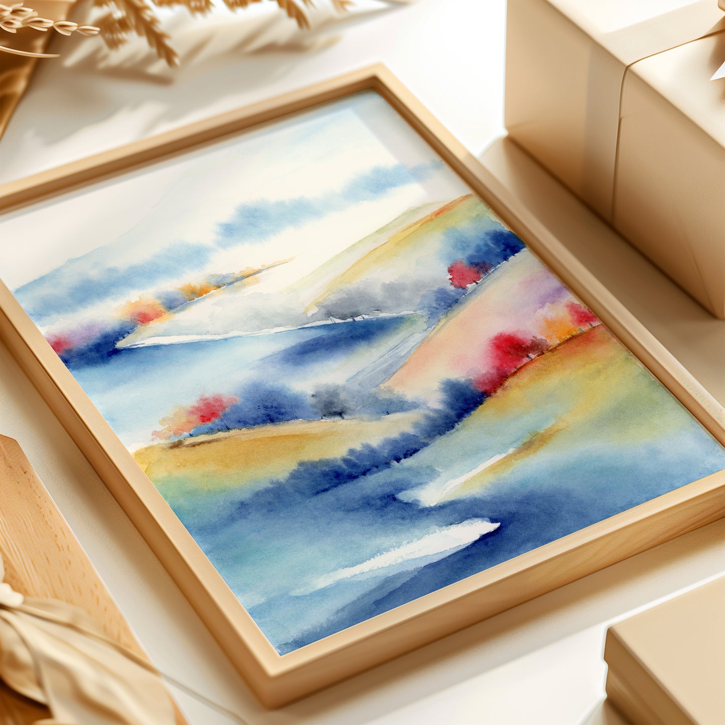 Chromatic Hills | Abstract Landscape Watercolor Art Print