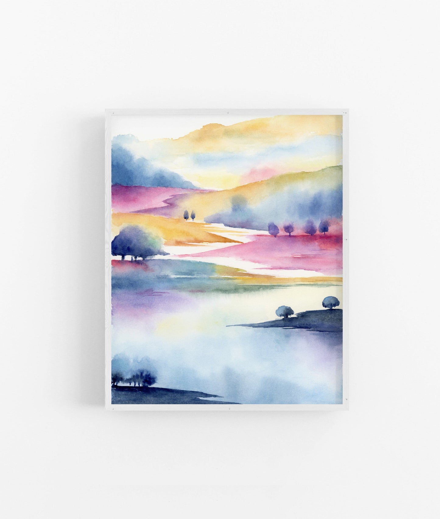 Prismatic Countryside | Abstract Mountain Watercolor Art Print