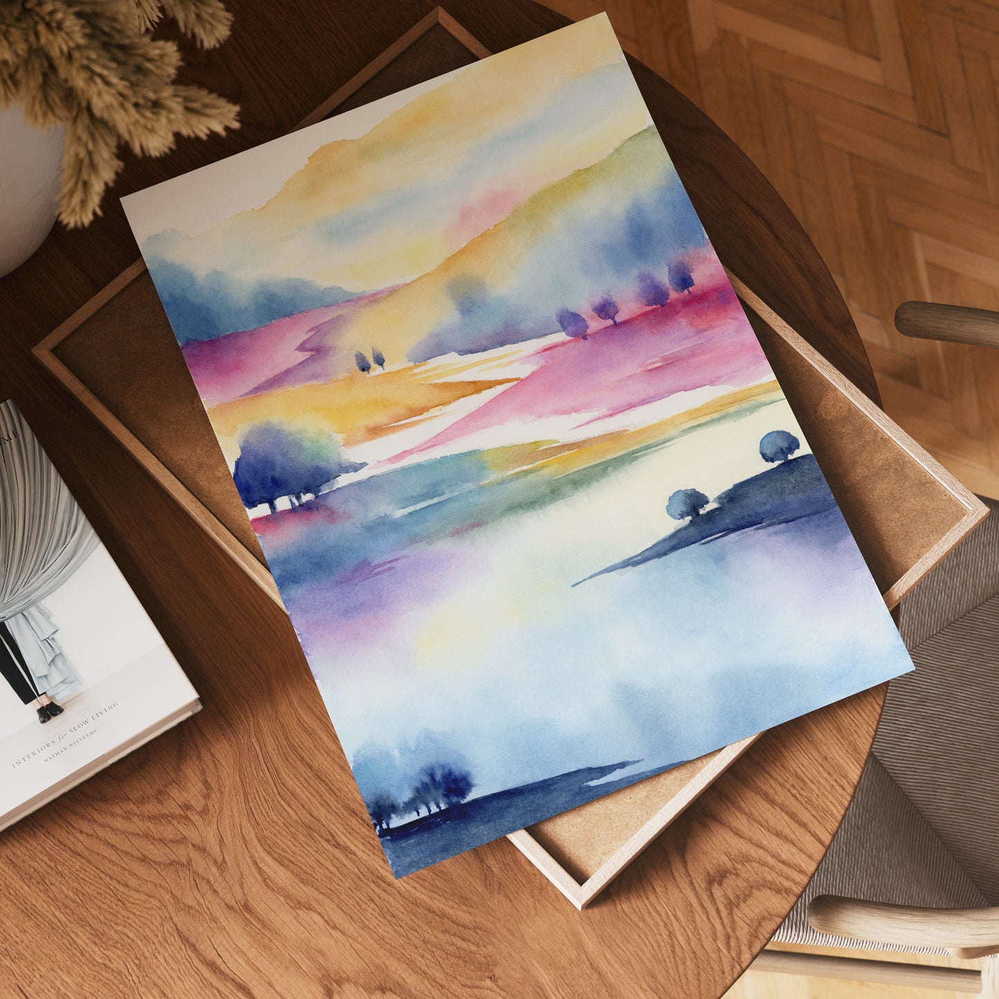 Prismatic Countryside | Abstract Mountain Watercolor Art Print