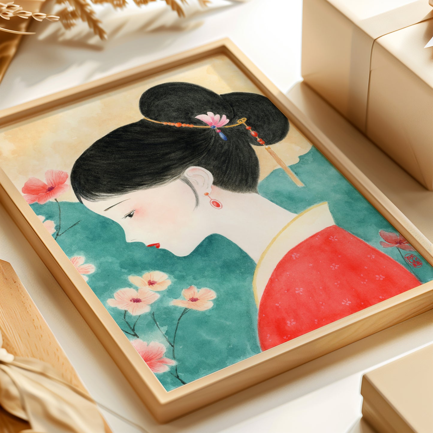 In Blossom 花间意 | Ancient Beauty Watercolor Art Print