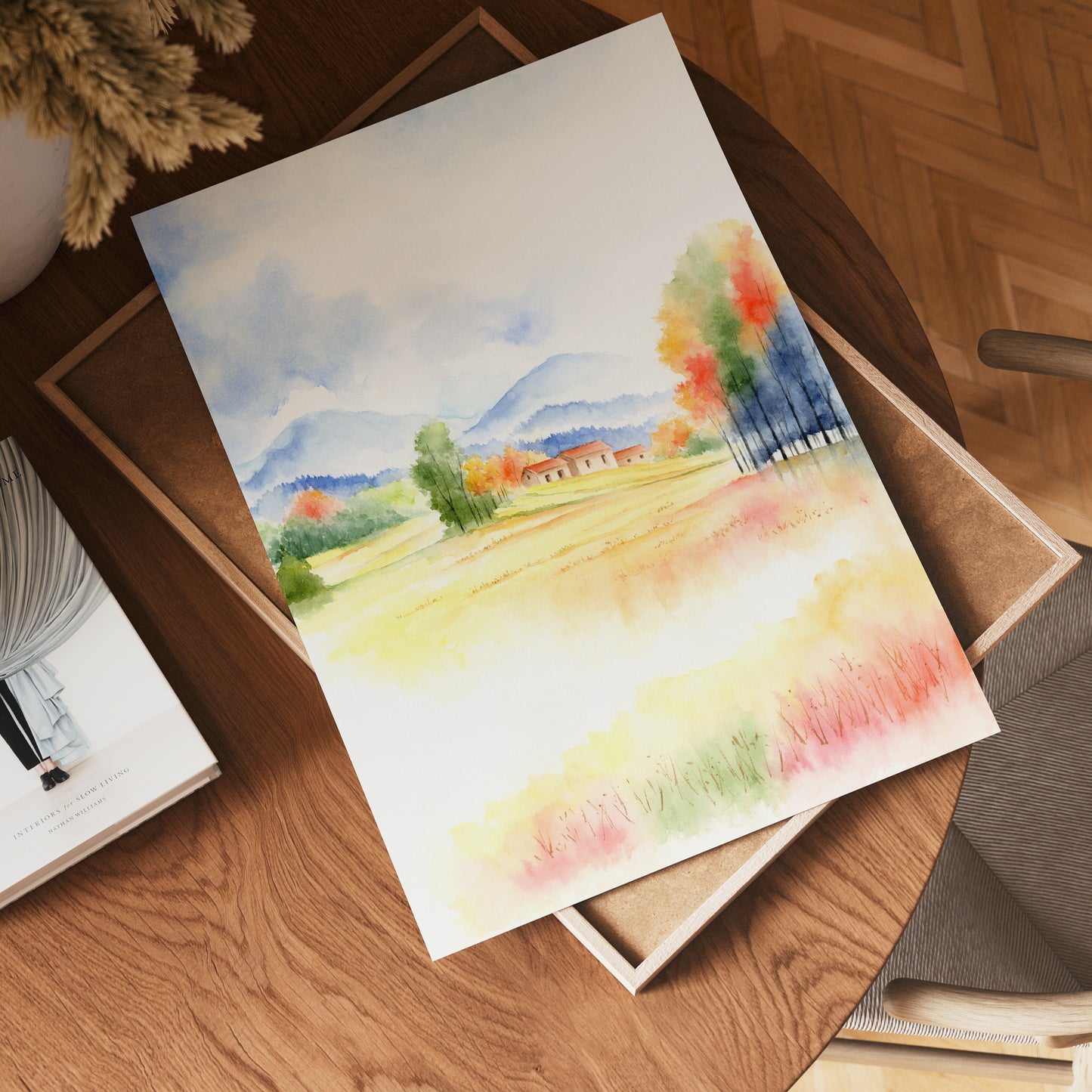 Sacred Countryside | Autumn Countryside Watercolor Art Print