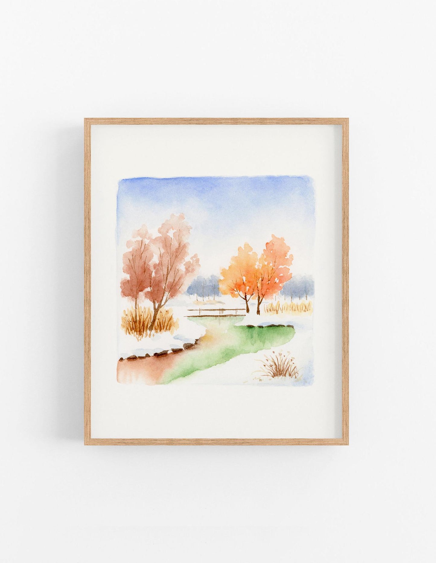 Autumn Landscape | Simple Landscape Watercolor Art Print
