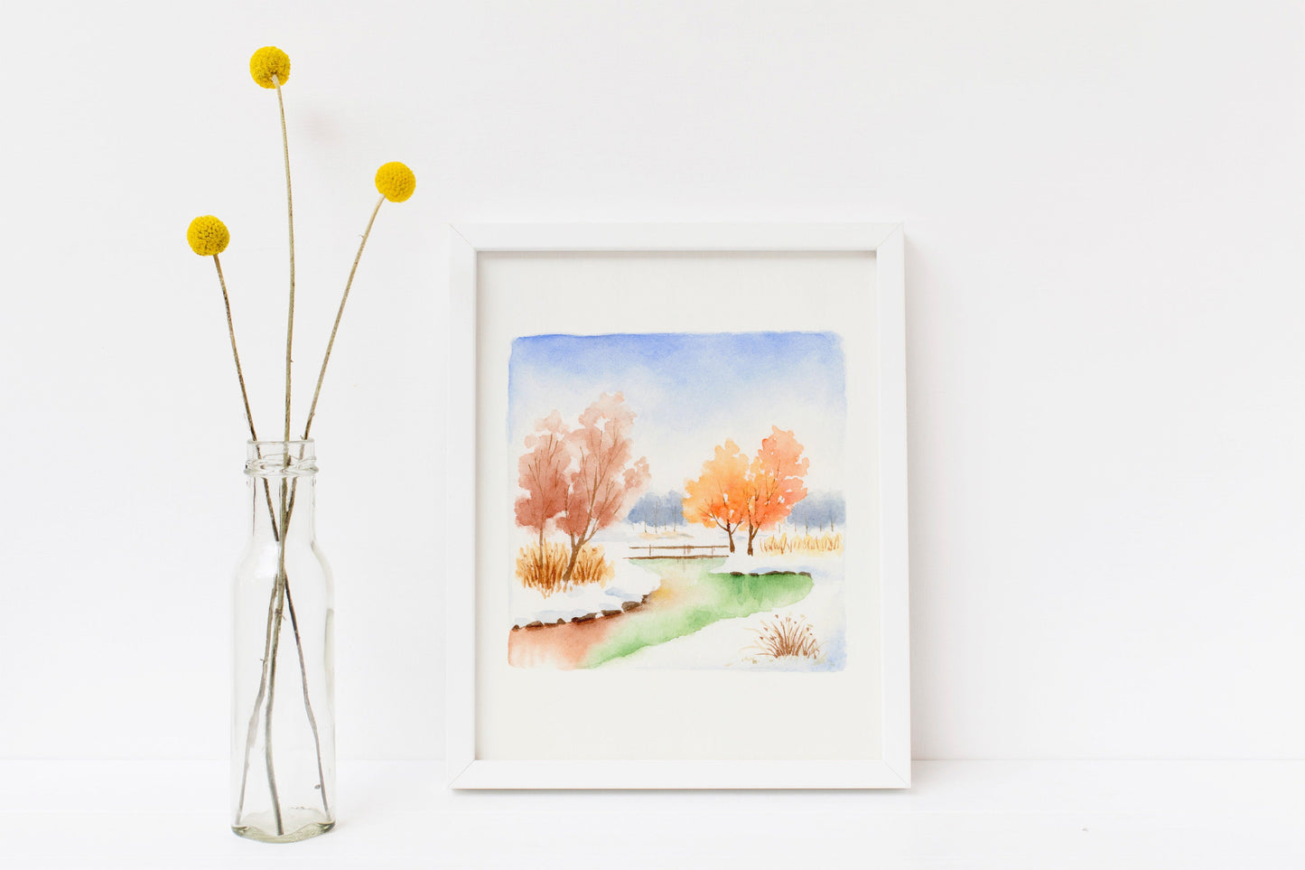 Autumn Landscape | Simple Landscape Watercolor Art Print