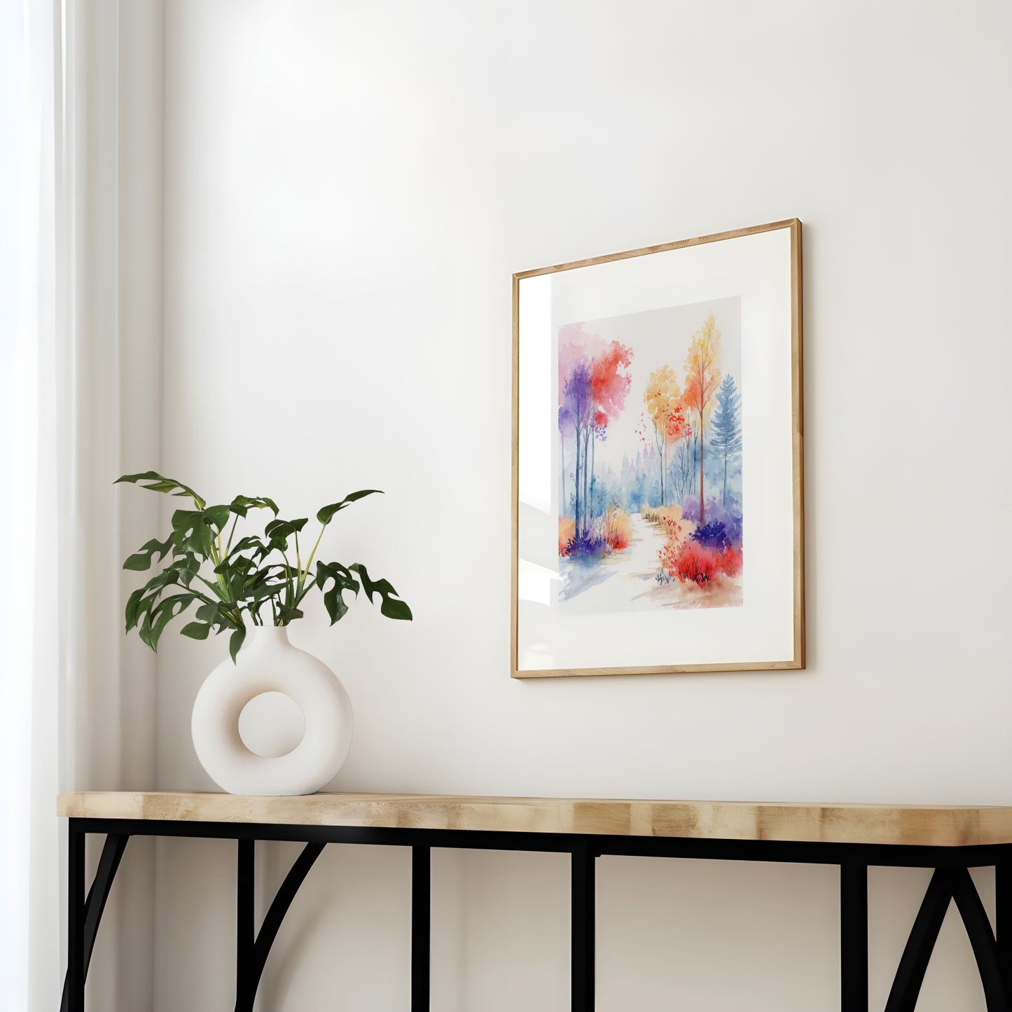 Vivid Woodland | Autumn Forest Landscape Watercolor Art Print