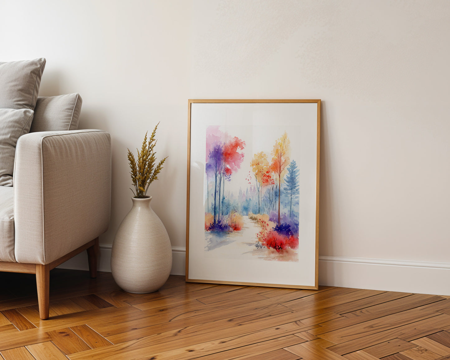 Vivid Woodland | Autumn Forest Landscape Watercolor Art Print