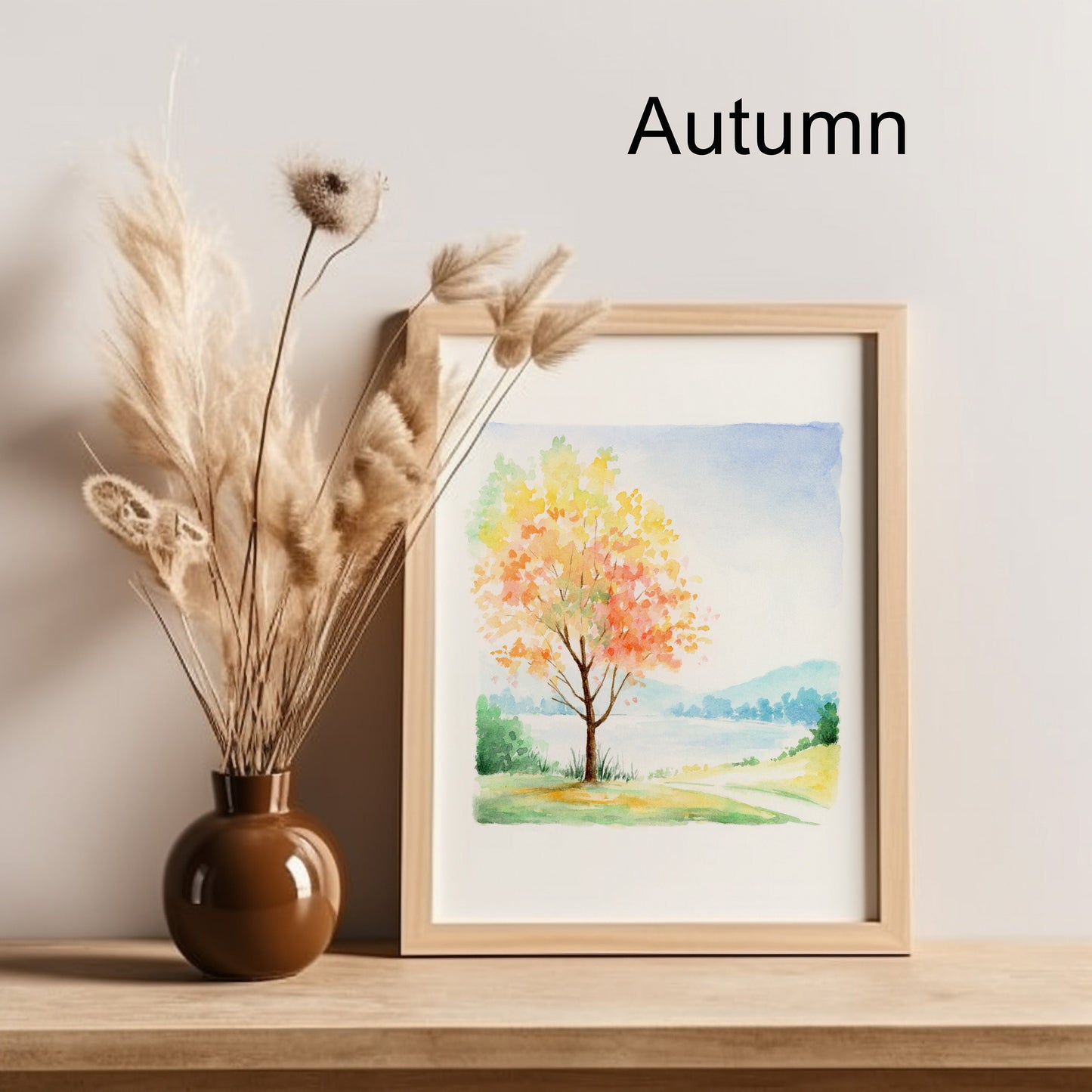 Set of 4 Tree Art Prints | Four Seasons Landscape Watercolor Art Print
