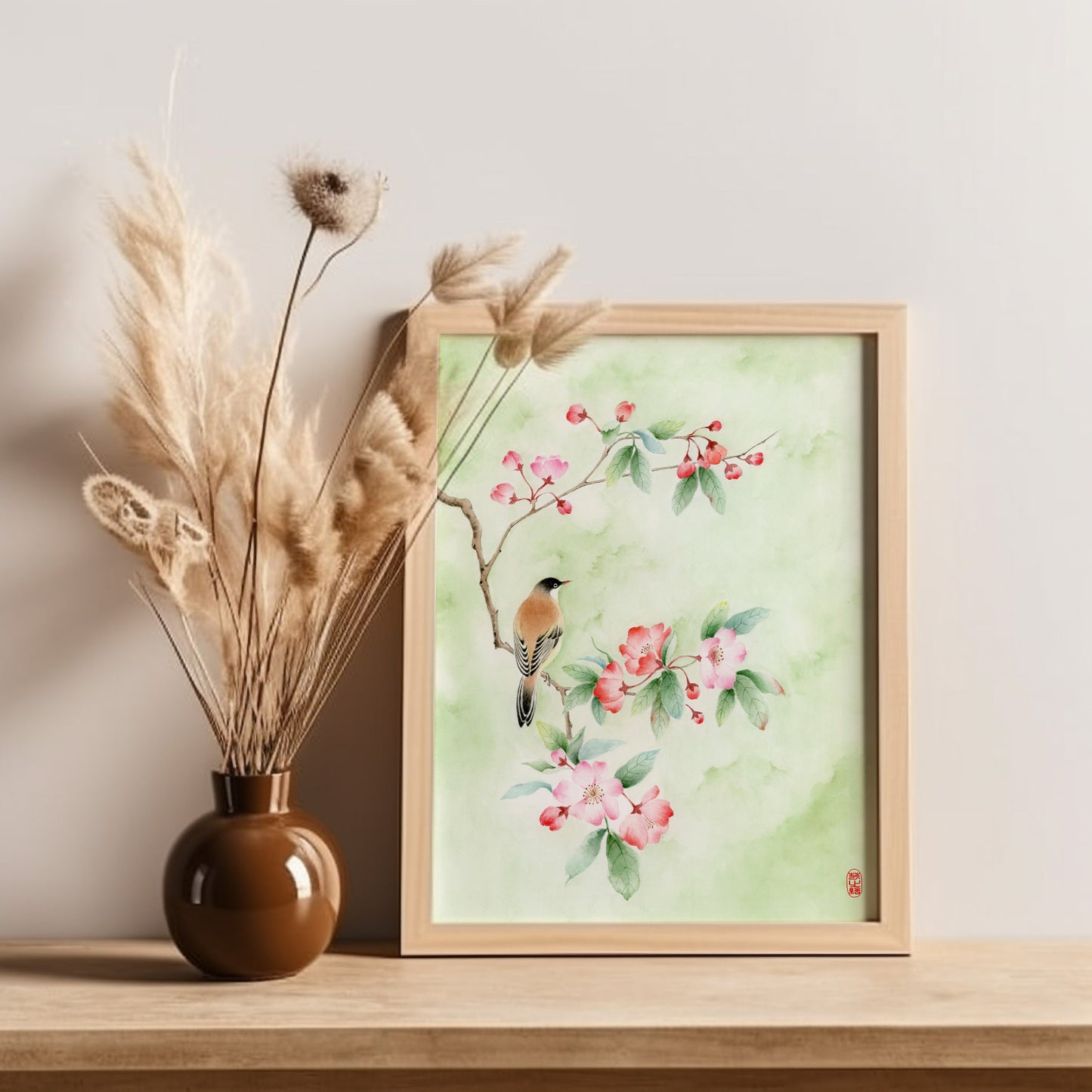 Viridescent Paradise | Floral & Bird Watercolor Art Print