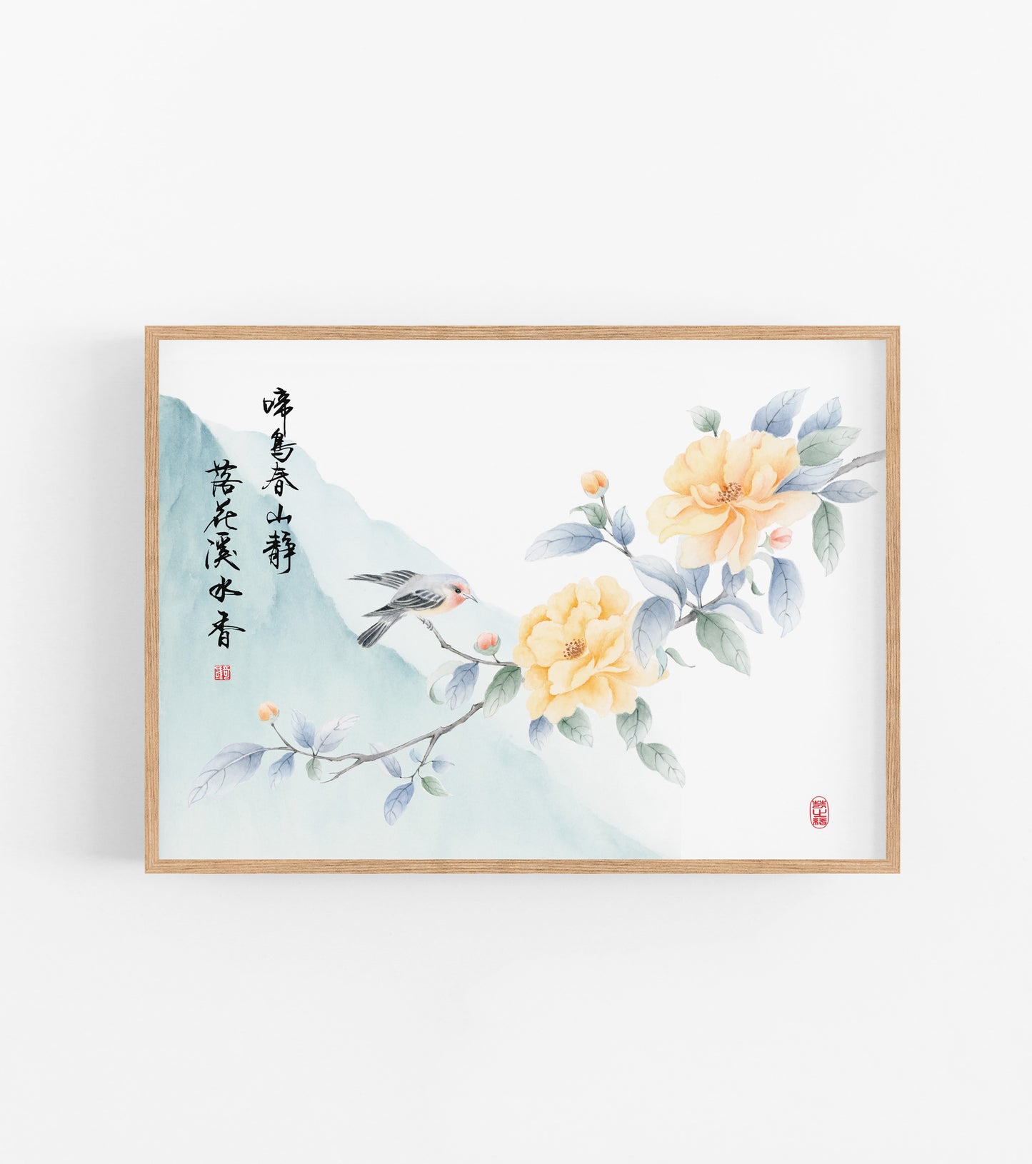 Scent of Tranquility | Floral Bird Watercolor Art Print