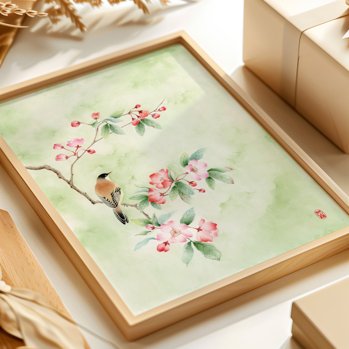 Viridescent Paradise | Floral & Bird Watercolor Art Print