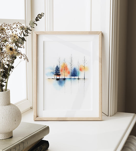 Abstract Reverie | Abstract Landscape Tree Watercolor Print