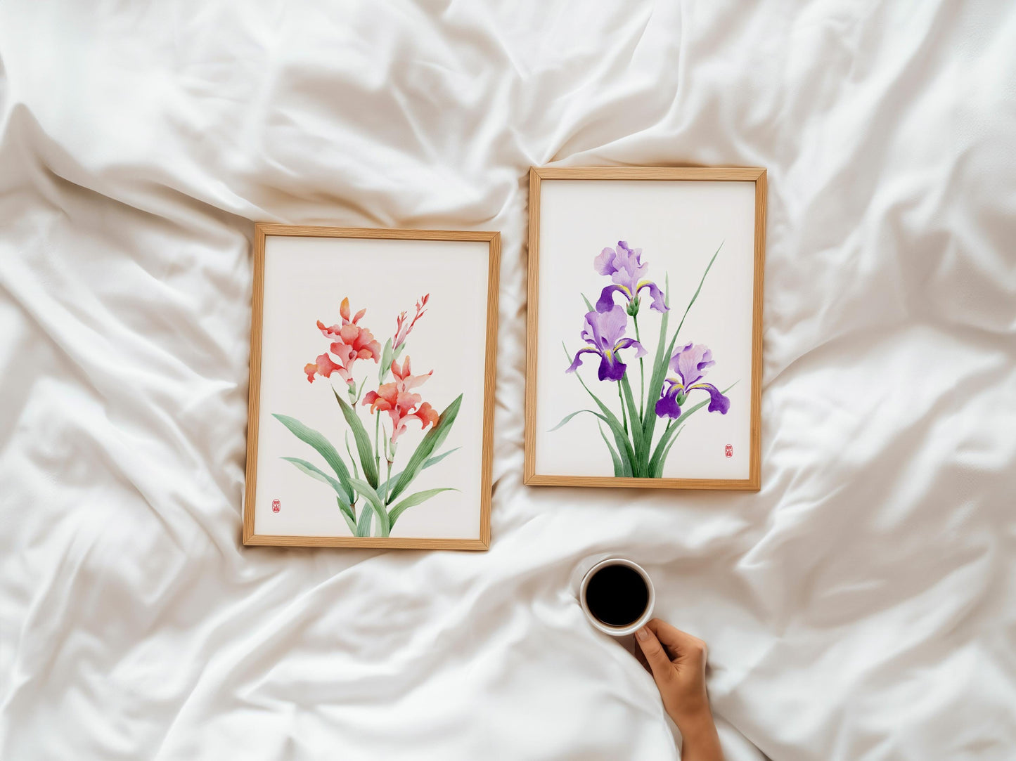 Set of 2 Floral Art Prints | Canna and Iris Watercolor Art Print