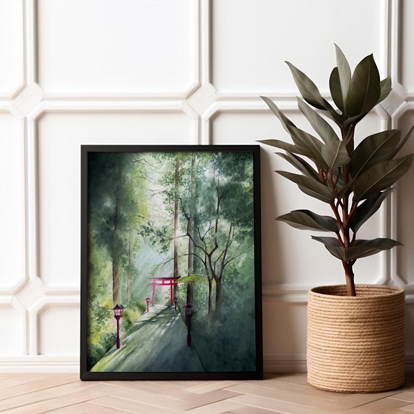 Transformed Viridescence | Japan Torii Gate Watercolor Art Print