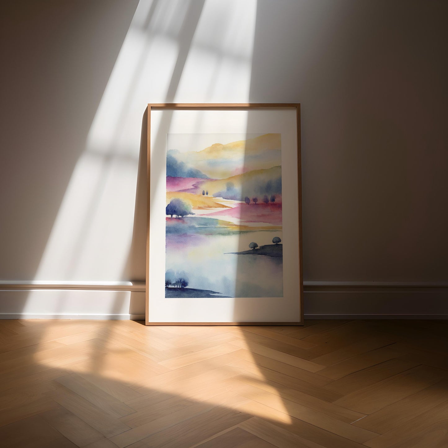 Prismatic Countryside | Abstract Mountain Watercolor Art Print
