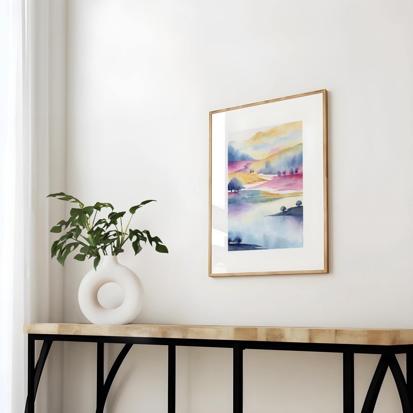 Prismatic Countryside | Abstract Mountain Watercolor Art Print