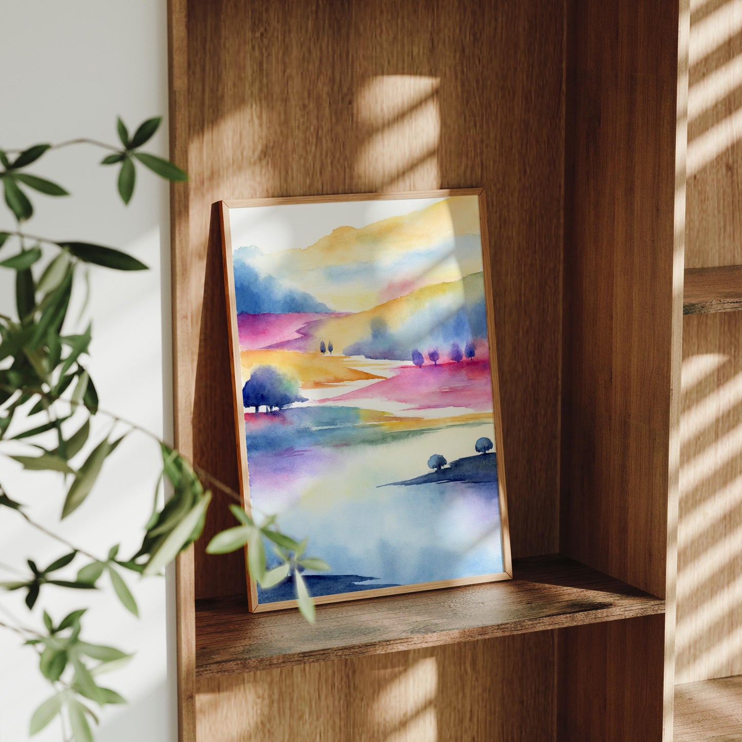 Prismatic Countryside | Abstract Mountain Watercolor Art Print