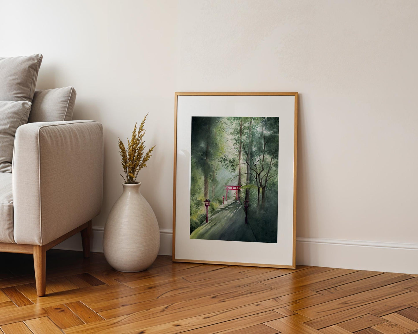 Transformed Viridescence | Japan Torii Gate Watercolor Art Print
