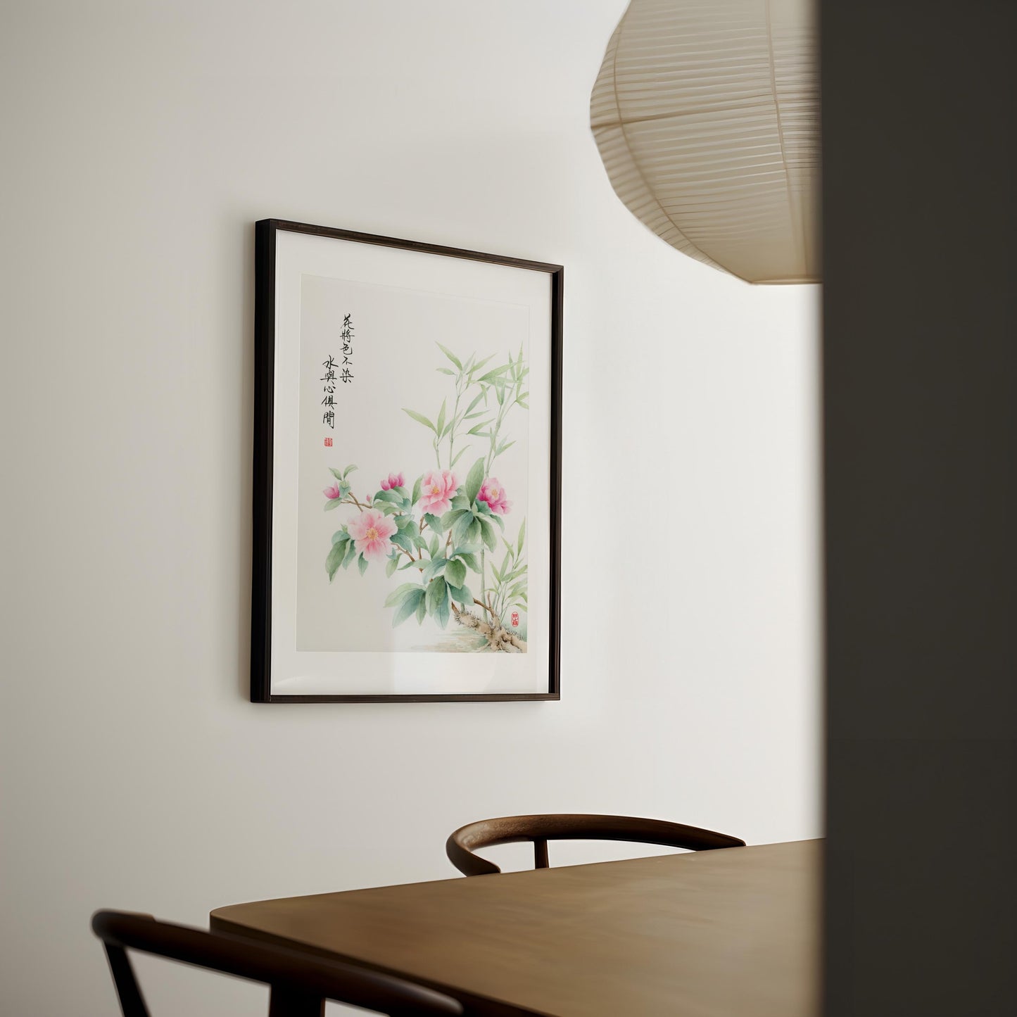 Timeless Camellia | Oriental Camellia Watercolor Art Print with Chinese Poem