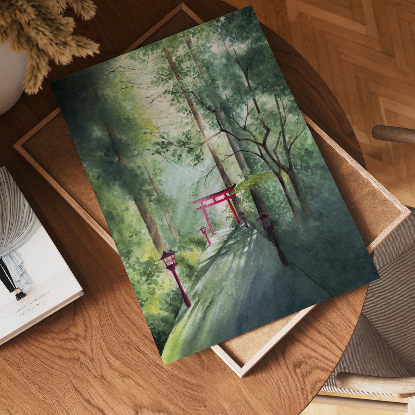 Transformed Viridescence | Japan Torii Gate Watercolor Art Print