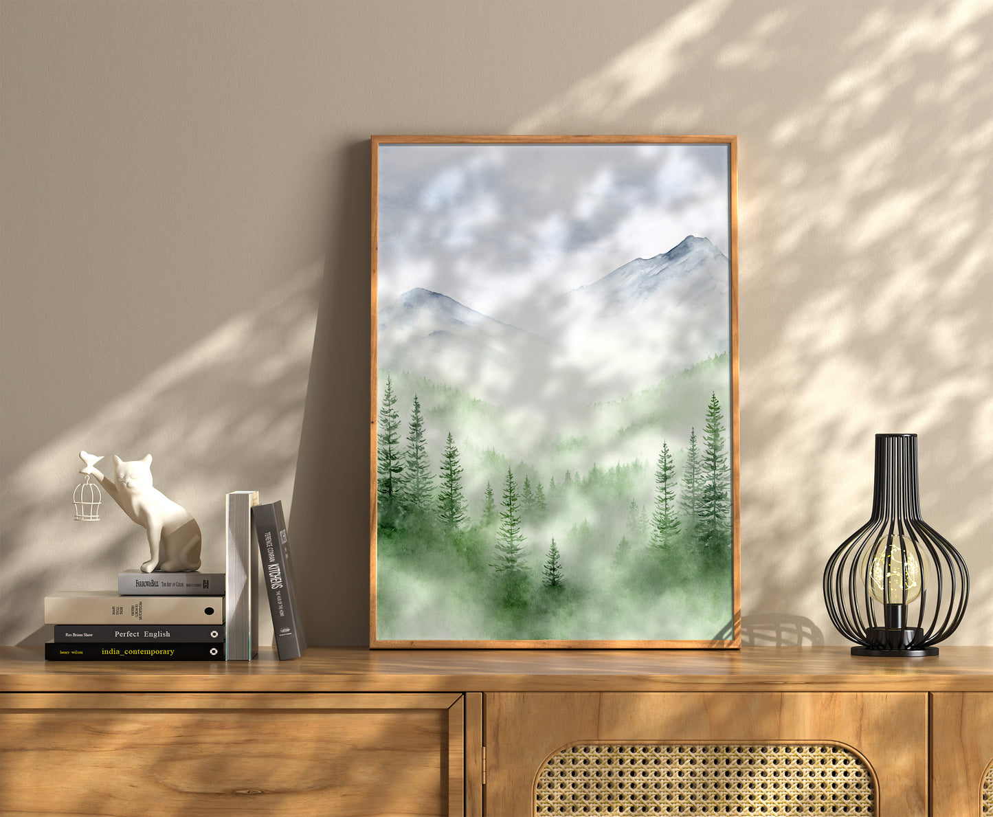 Obscured Perception | Misty Pine Tree Forest Watercolor Art Print