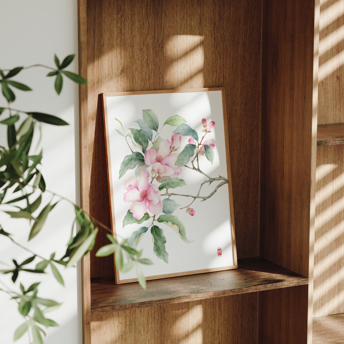 Floral Embrace | Camellia Floral Oriental Watercolor Art Print