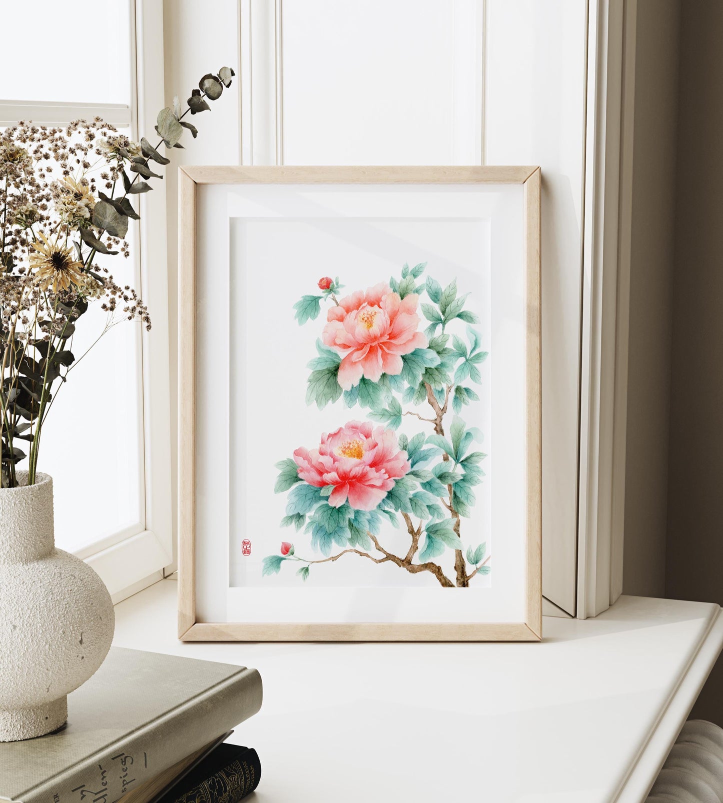 Lustrous Paeonia | Vintage Peony Watercolor Art Print