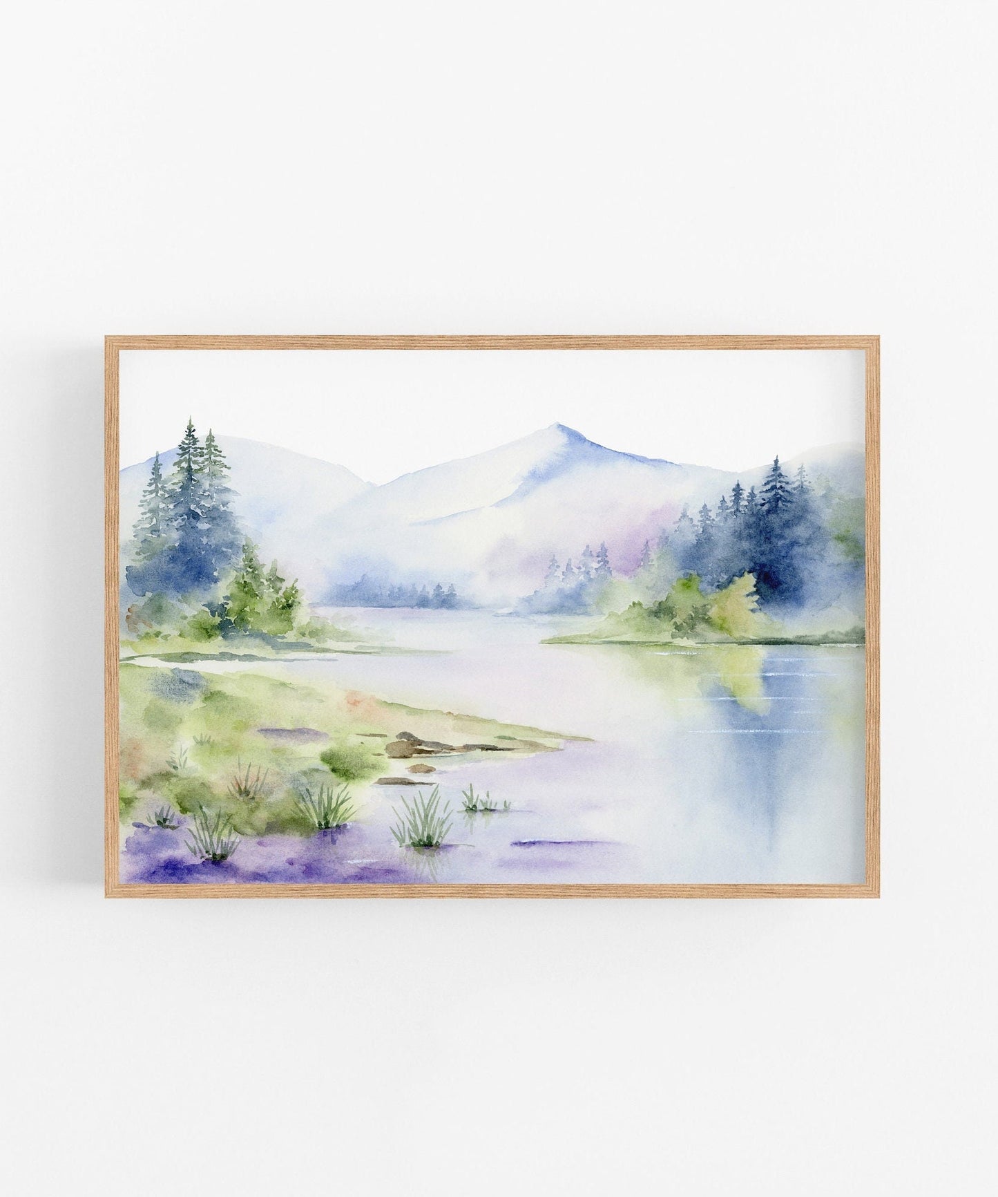 Paradise | Misty Mountain Lake Watercolor Art Print