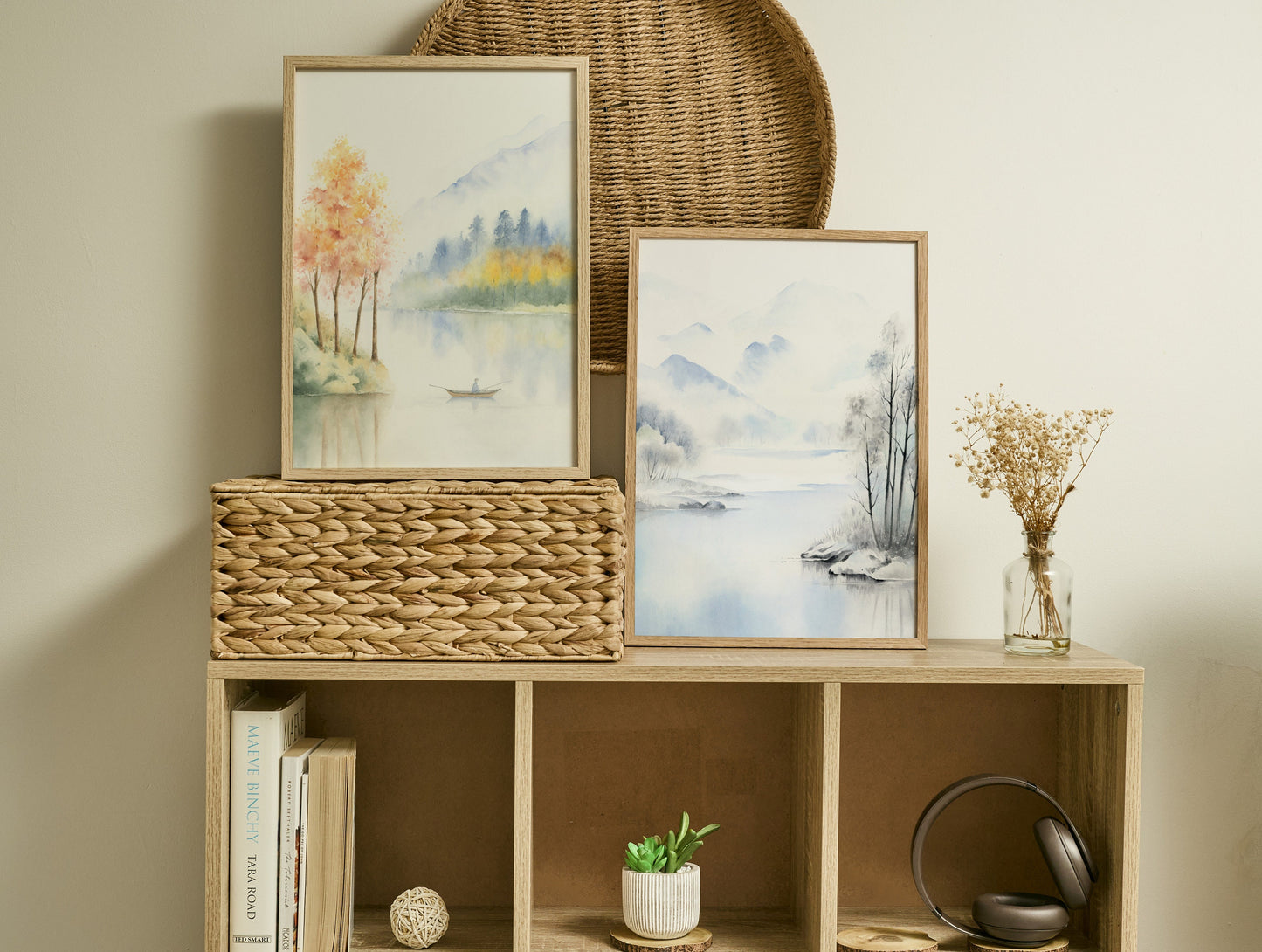 Set of 2 Landscape Prints | Four Seasons Watercolor Landscape Art Print