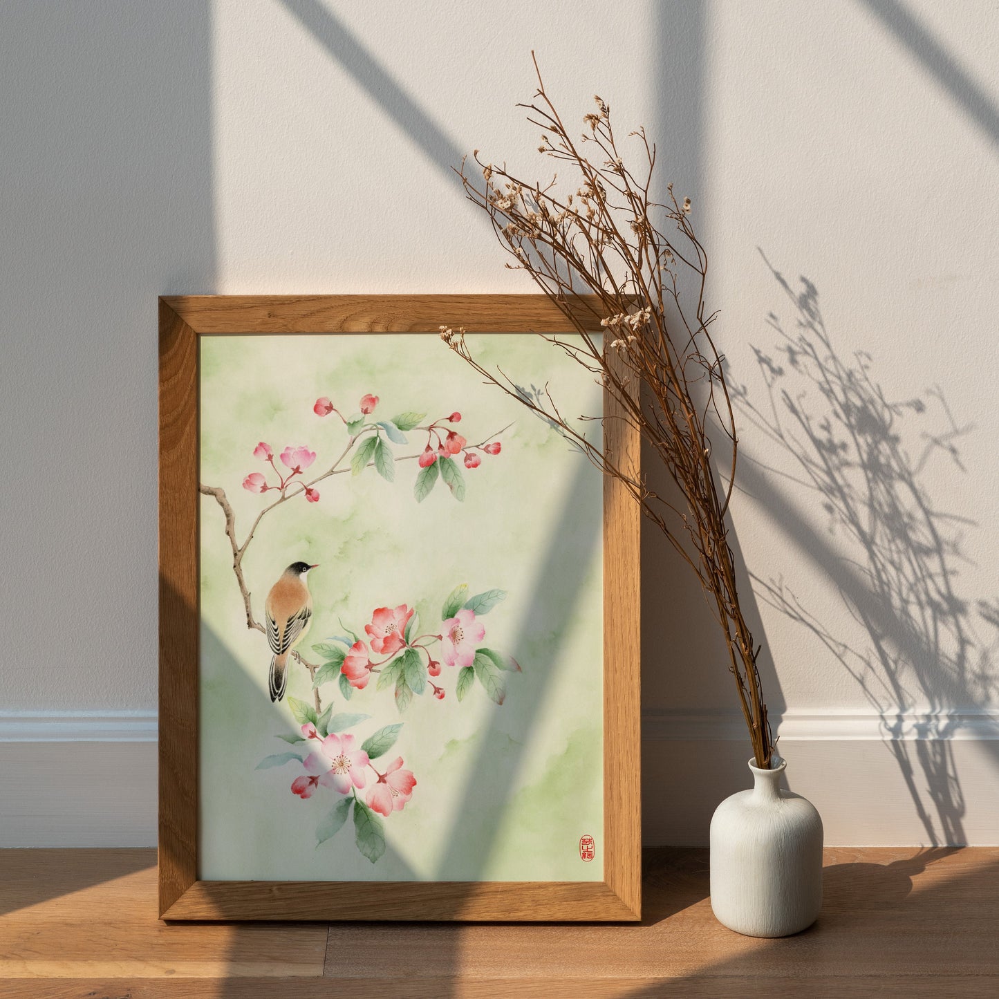 Viridescent Paradise | Floral & Bird Watercolor Art Print