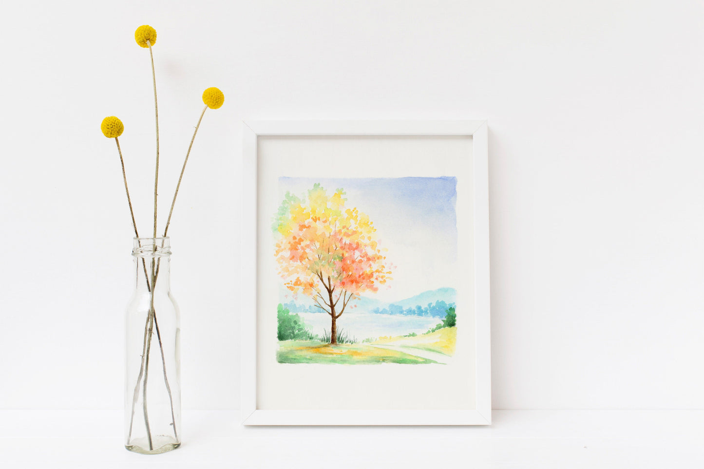Autumn Tree | Simple Landscape Watercolor Art Print