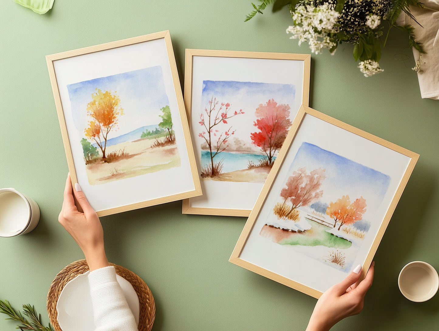 Set of 2 or 3 Vibrant Autumn Prints | Watercolor Landscape Art Print