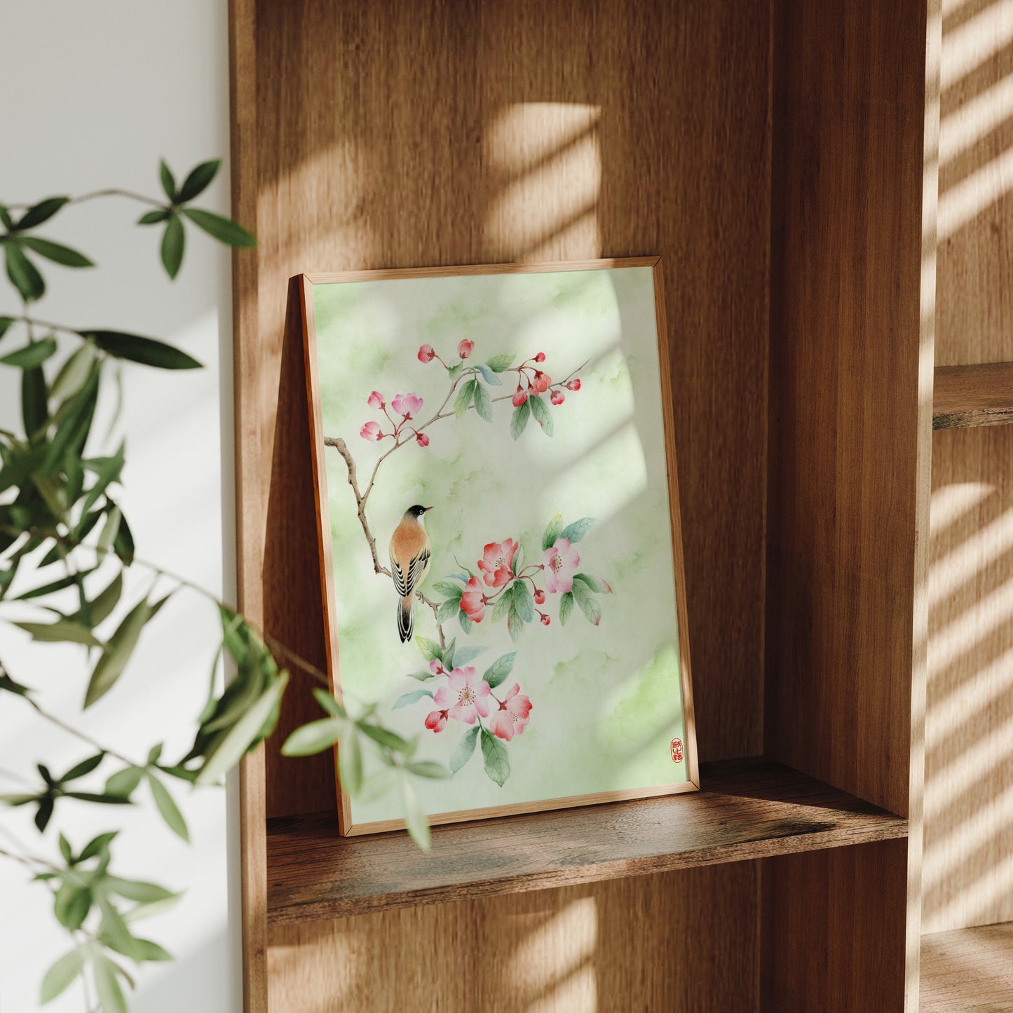 Viridescent Paradise | Floral & Bird Watercolor Art Print