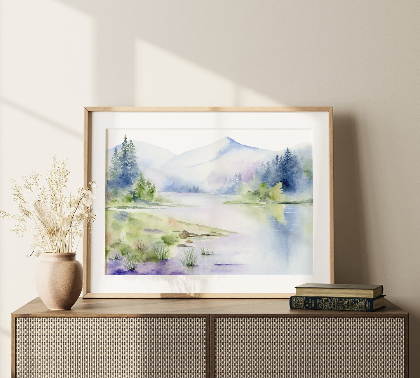 Paradise | Misty Mountain Lake Watercolor Art Print