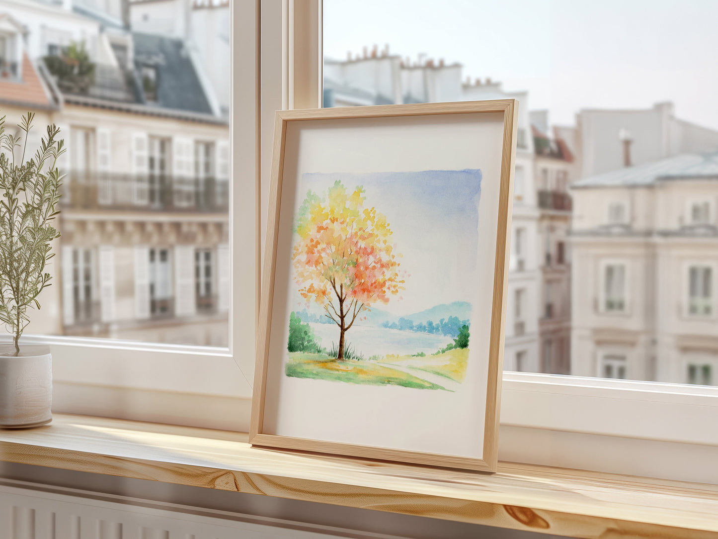 Autumn Tree | Simple Landscape Watercolor Art Print