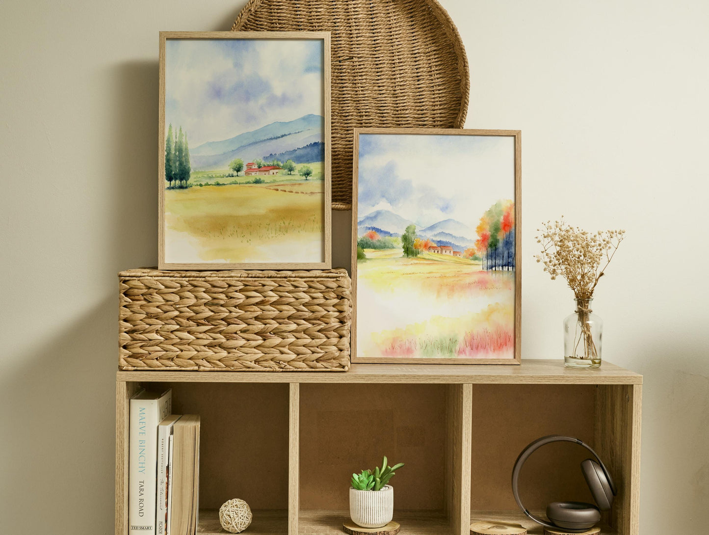 Country Roads| Set of 2 Watercolor Country Landscape Art Prints