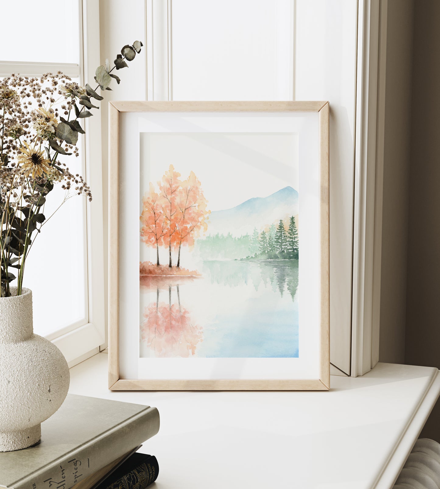 Set of 4 Four Seasons Art Print | Simple Landscape Watercolor Painting