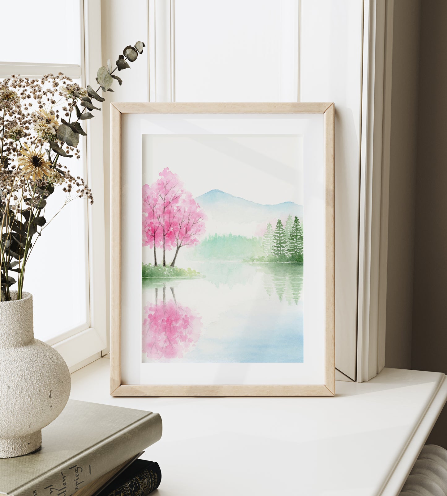 Set of 4 Four Seasons Art Print | Simple Landscape Watercolor Painting
